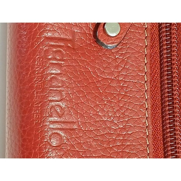 Tignanello Genuine Leather Red Trifold Wallet With Snap Closure & Silver Logo - Picture 7 of 16